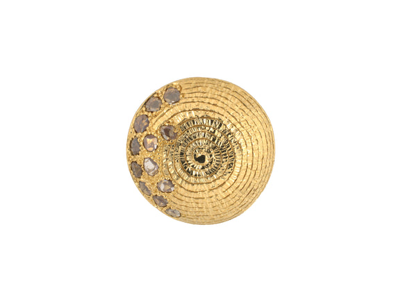 902305 - Coomi Eternity Sanctuary Gold Diamond Carved Swirl Domed Ring