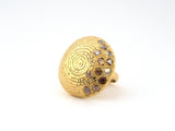902305 - Coomi Eternity Sanctuary Gold Diamond Carved Swirl Domed Ring