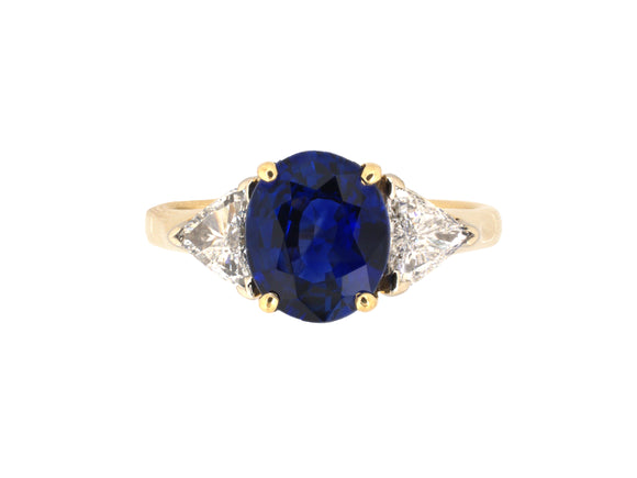 902309 - Gold Sapphire Diamond 3-Stone Ring
