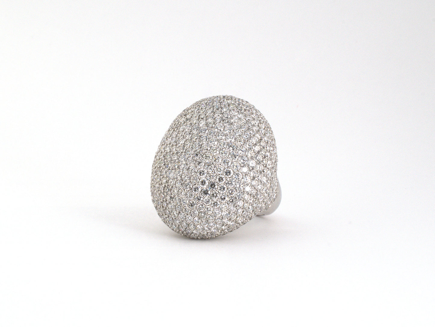 902311 - Italian Gold Pave Diamond Domed Dinner Ring