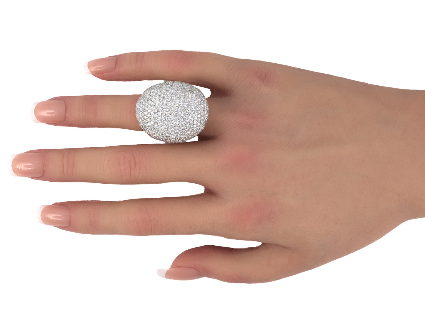 902311 - Italian Gold Pave Diamond Domed Dinner Ring