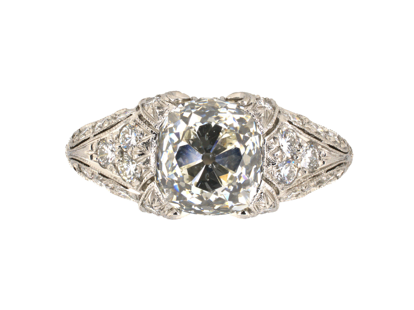 902314 - Cerro Legacy Platinum GIA Diamond Open Work Airline Chased Engagement Ring