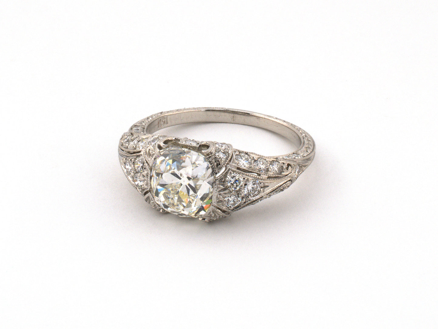 902314 - Cerro Legacy Platinum GIA Diamond Open Work Airline Chased Engagement Ring