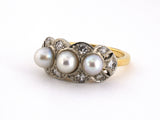 902316 - Art Deco Gold GIA Natural Pearl Diamond 3 Stone Princess Ring