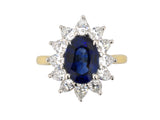 902317 - Barnett Robinson Platinum Gold Sapphire Diamond Starburst Cluster Ring