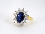902317 - Barnett Robinson Platinum Gold Sapphire Diamond Starburst Cluster Ring