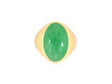 902318 - Gold GIA Jadeite Gypsy Gents Ring
