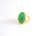 902318 - Gold GIA Jadeite Gypsy Gents Ring