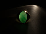 902318 - Gold GIA Jadeite Gypsy Gents Ring