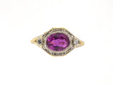 902325 - Edwardian Gold Platinum AGL Pink Sapphire Diamond Cocktail Ring