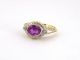 902325 - Edwardian Gold Platinum AGL Pink Sapphire Diamond Cocktail Ring