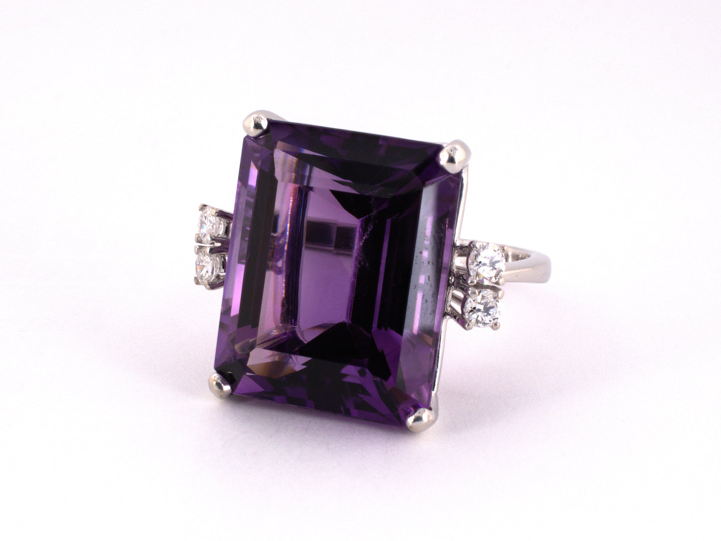 902336 - Gold Amethyst Diamond Cocktail Ring Size