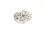 902337 - Circa 1950 Platinum Diamond Tiered Ribbon Cocktail Ring