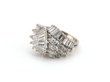 902337 - Circa 1950 Platinum Diamond Tiered Ribbon Cocktail Ring