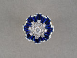 902338 - Circa 1970 Gold Diamond Blue & White Floral Enamel Tiered Cocktail Ring