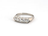 902344 - Circa 1950 Platinum Diamond 5-Stone Fishtail Wedding-Band Ring