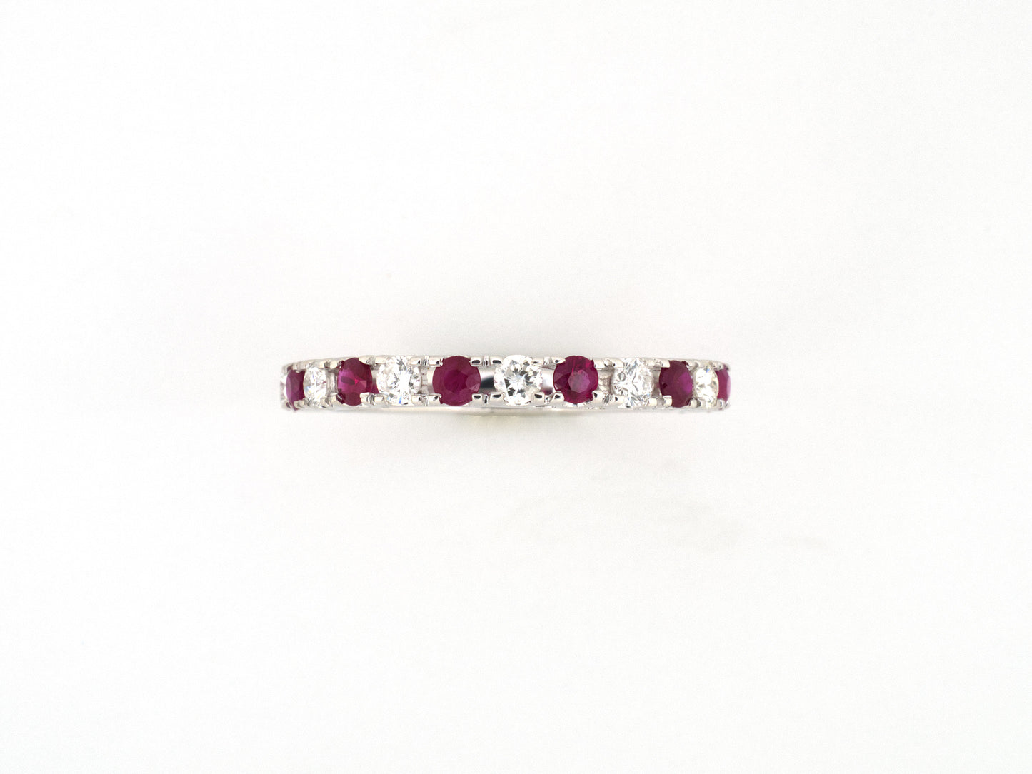 902346 - Gold Diamond Ruby 3/4 Round Alternating Fishtail Wedding-Band Ring