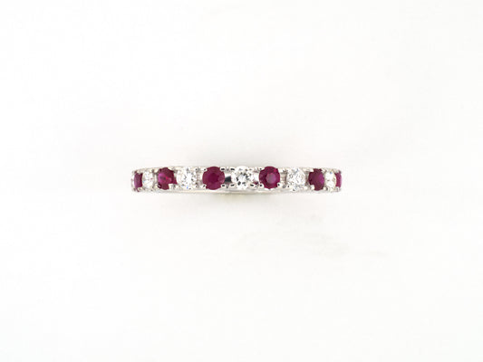 902346 - Gold Diamond Ruby 3/4 Round Alternating Fishtail Wedding-Band Ring