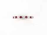 902346 - Gold Diamond Ruby 3/4 Round Alternating Fishtail Wedding-Band Ring
