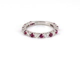 902346 - Gold Diamond Ruby 3/4 Round Alternating Fishtail Wedding-Band Ring