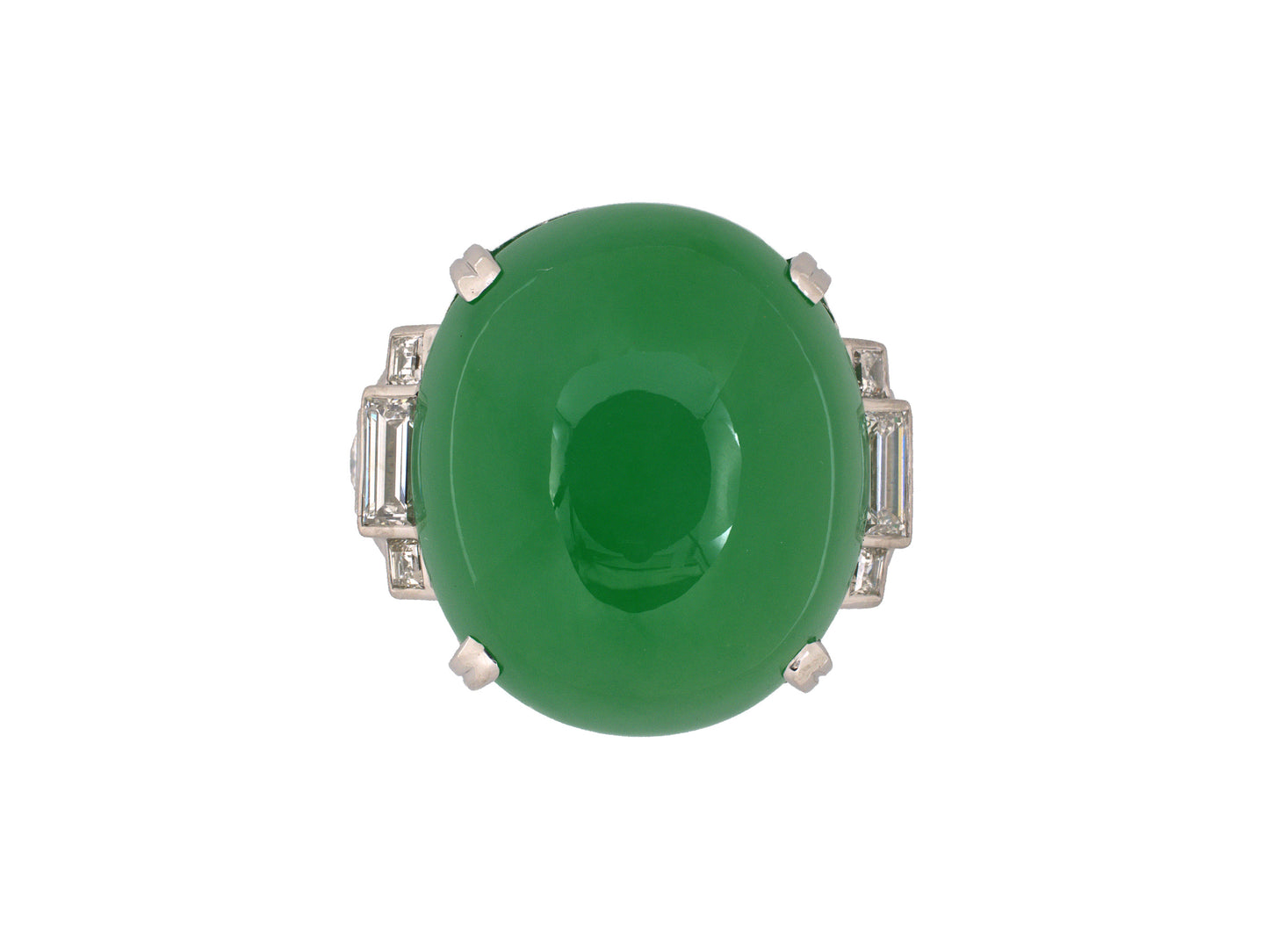 902347 - Circa 1930 Tiffany Art Deco Platinum Burma Jadeite Diamond Ring