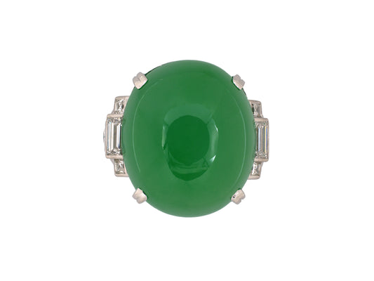 902347 - Circa 1930 Tiffany Art Deco Platinum Burma Jadeite Diamond Ring