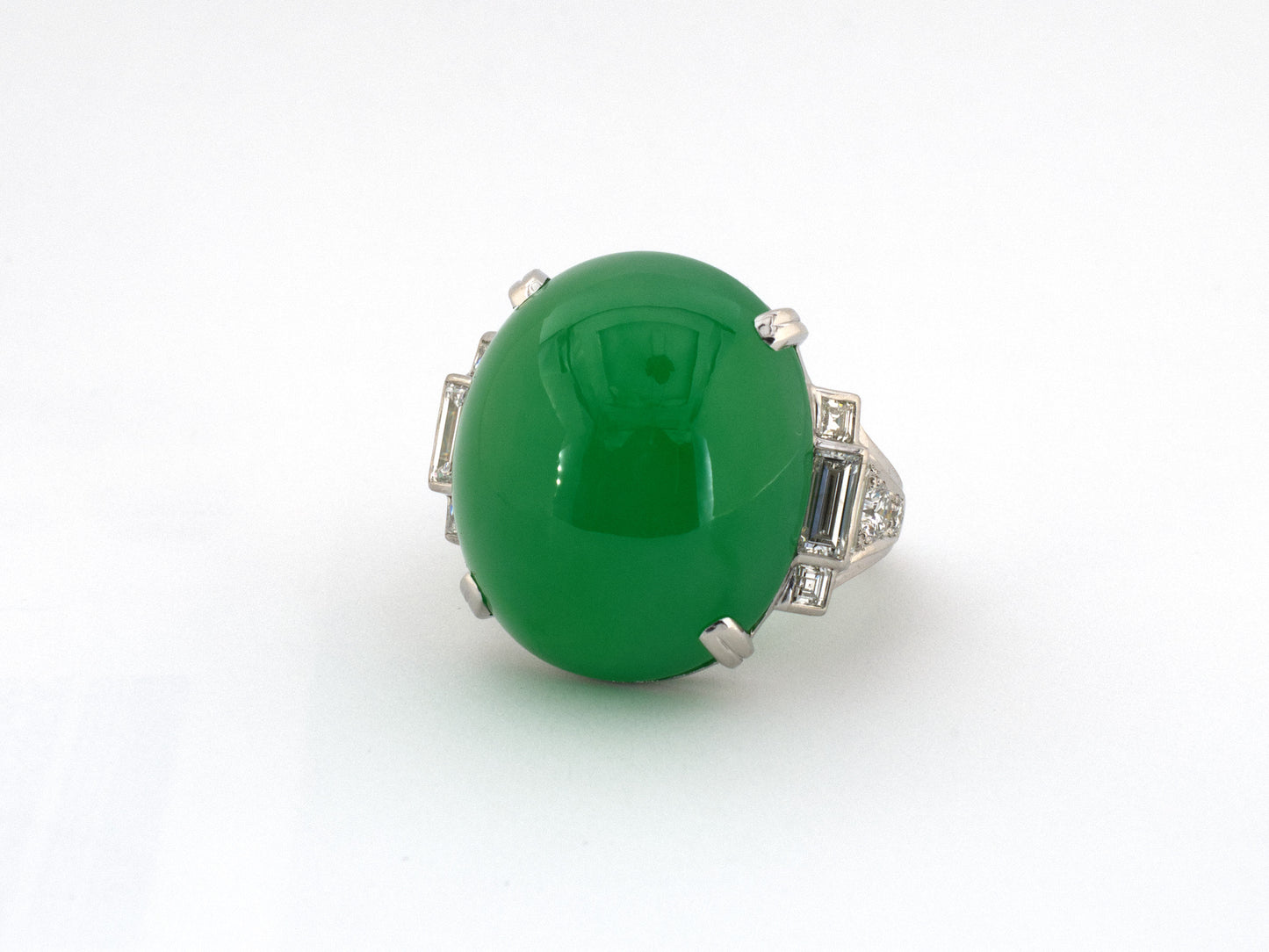 902347 - Circa 1930 Tiffany Art Deco Platinum Burma Jadeite Diamond Ring