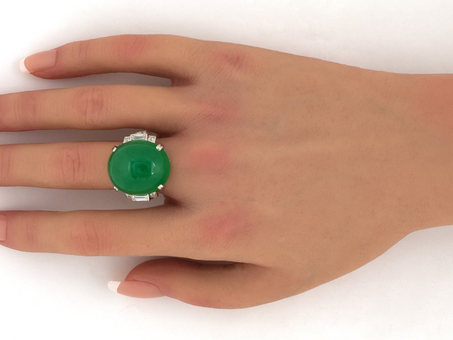 902347 - Circa 1930 Tiffany Art Deco Platinum Burma Jadeite Diamond Ring