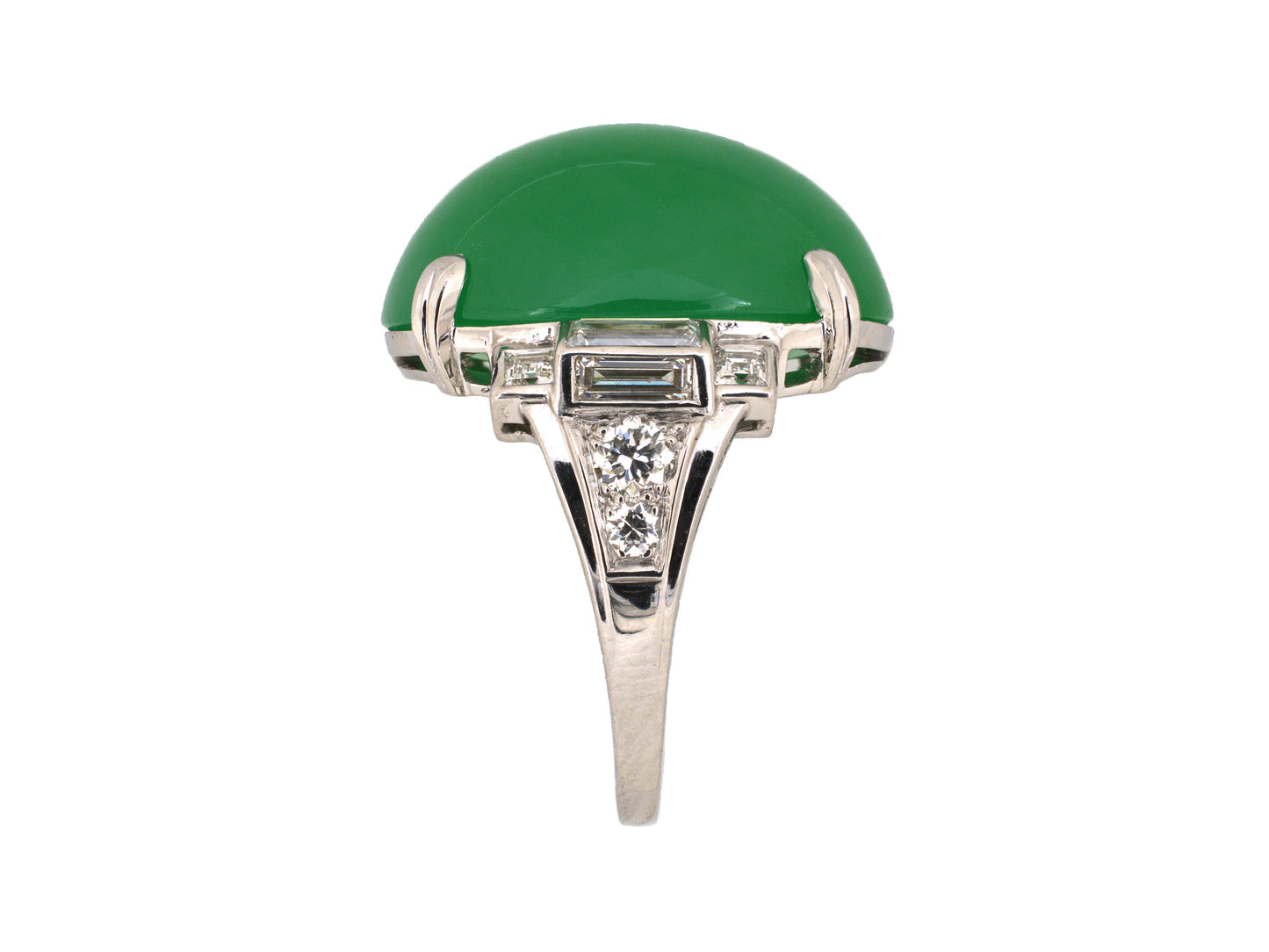 902347 - Circa 1930 Tiffany Art Deco Platinum Burma Jadeite Diamond Ring