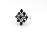 902350 - Gold Sapphire Diamond Tiered Geometric Cluster Ring