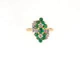 902354 - Circa 1980s Gold Emerald Diamond Tiered Cluster Cocktail Ring