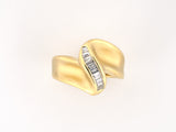902355 - Gold Diamond 2-Tone Ribbon Twist Wave By Pass Wedding-Band Ring