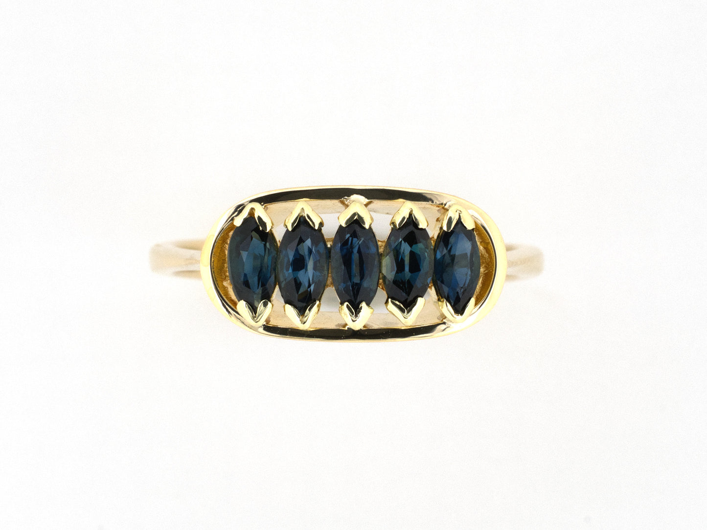 902358 - Gold Sapphire 5-Stone Wedding-Band Ring