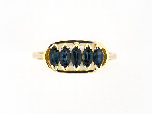 902358 - Gold Sapphire 5-Stone Wedding-Band Ring