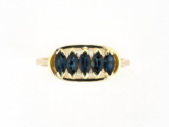 902358 - Gold Sapphire 5-Stone Wedding-Band Ring