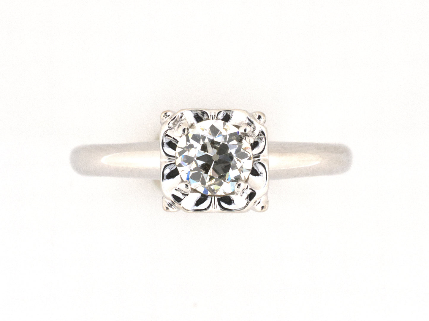 902360 - Circa 1950s Gold Diamond Solitaire Miracle Set Engagement Ring