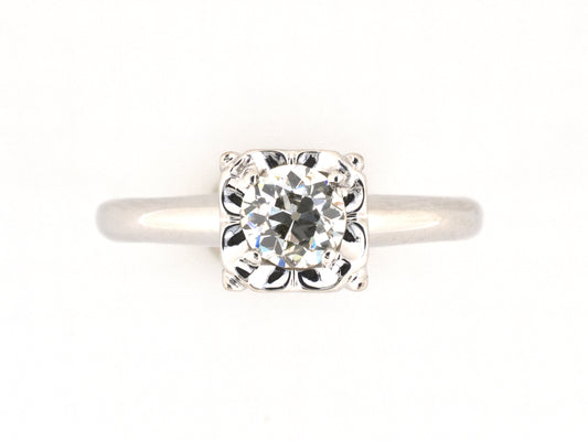 902360 - Circa 1950s Gold Diamond Solitaire Miracle Set Engagement Ring
