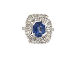 902362 - Gold Sapphire Diamond Tiered Cluster Ballerina By Pass Ring
