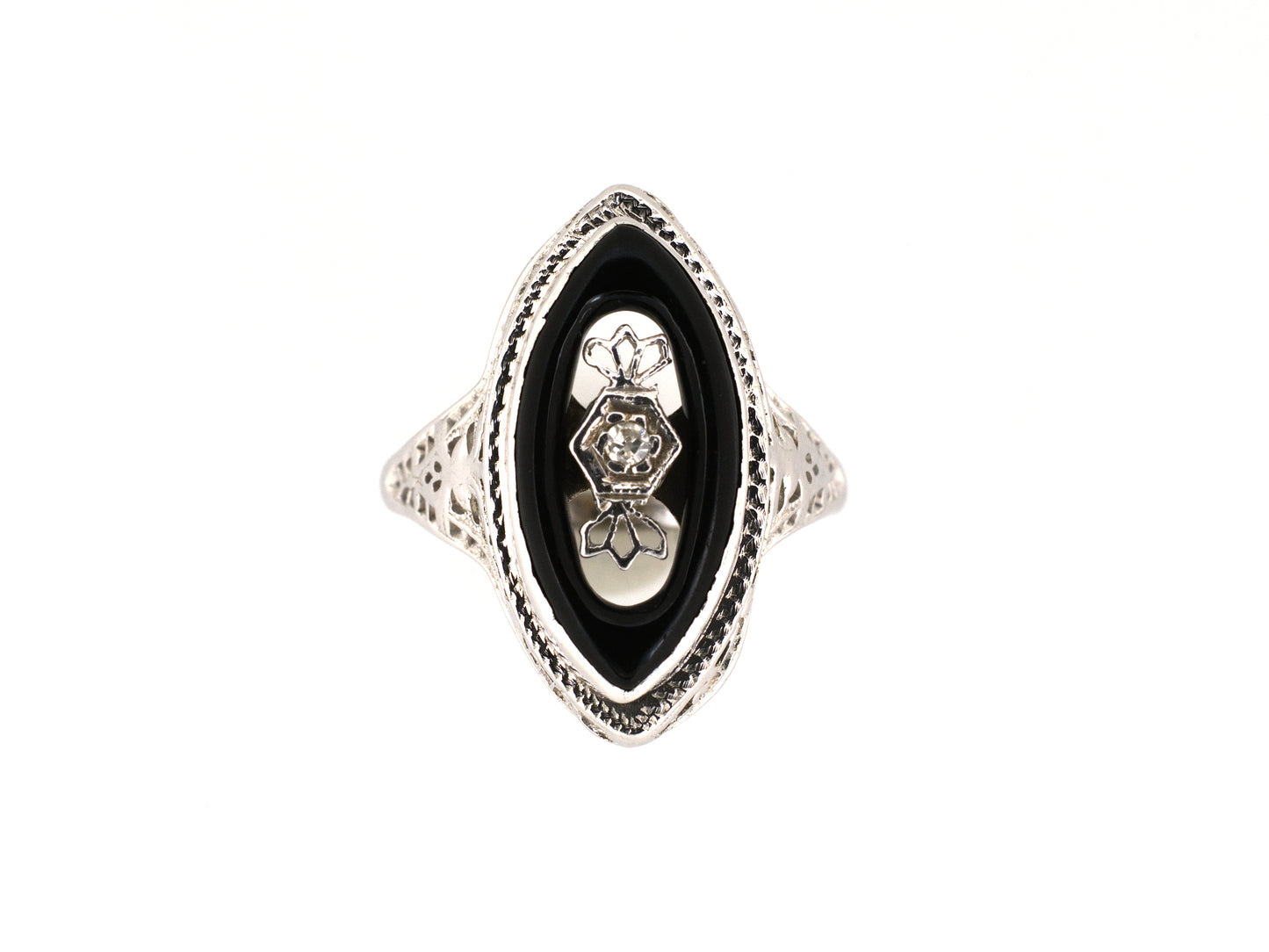 902366               - Art Deco Gold Diamond Onyx Dinner Ring