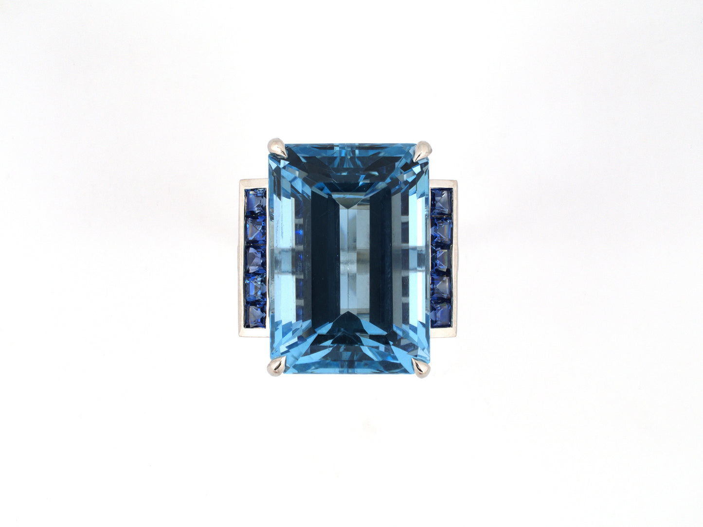902368 - Platinum Aqua Sapphire Dinner Ring