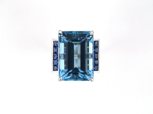 902368 - Platinum Aqua Sapphire Dinner Ring