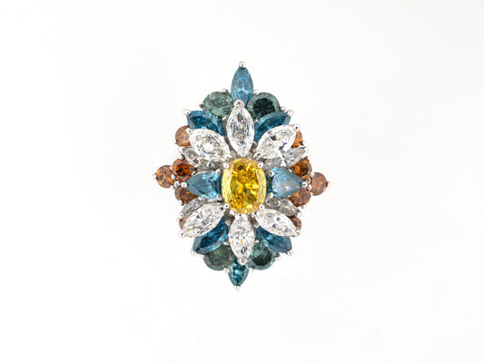 902371 - Platinum GIA Diamond Cluster Cocktail Dinner Ring