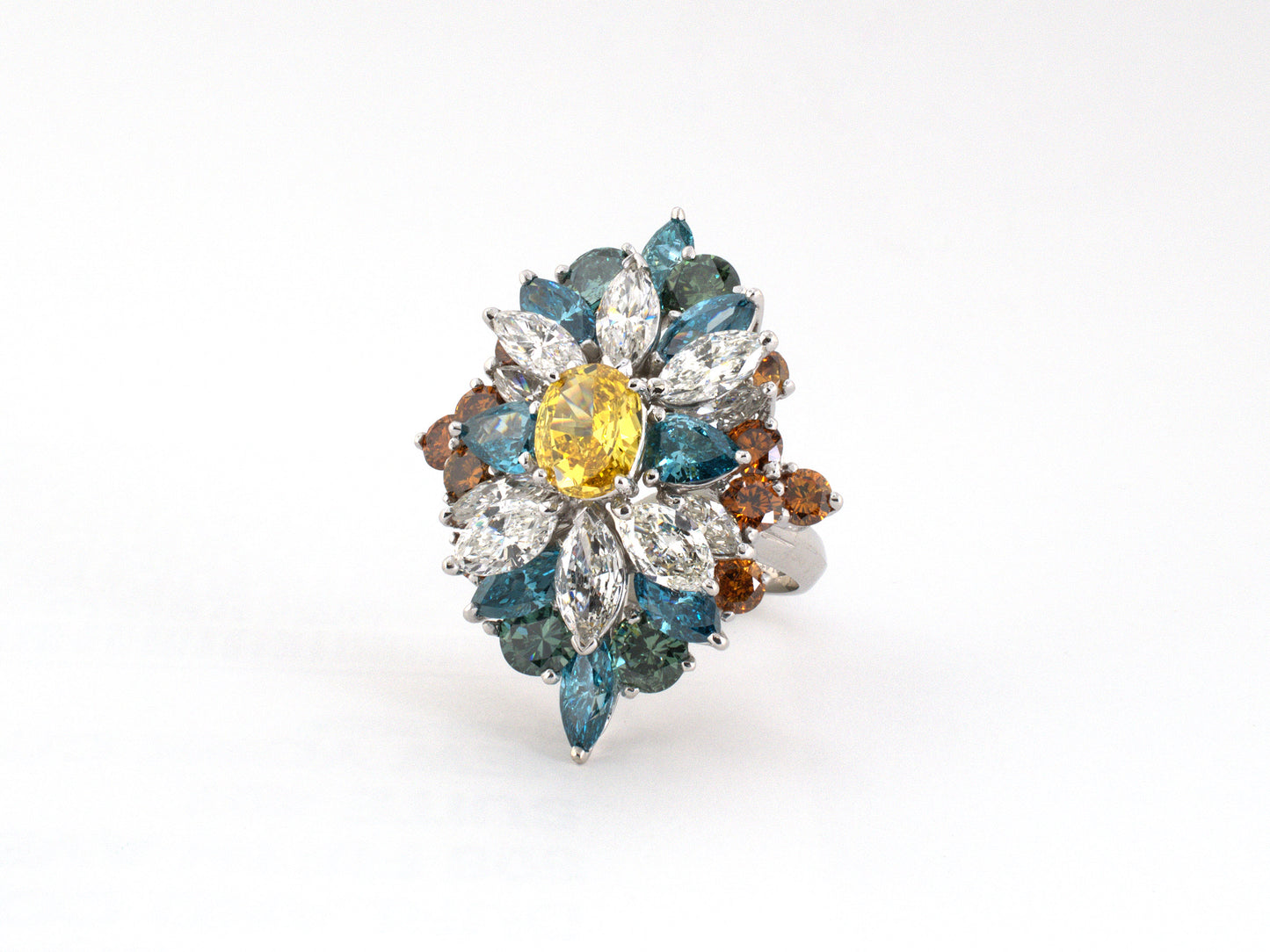 902371 - Platinum GIA Diamond Cluster Cocktail Dinner Ring