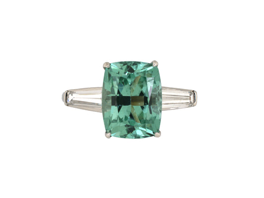 902378 - Platinum Tourmaline Diamond Tapered Baguette Engagement Style Ring