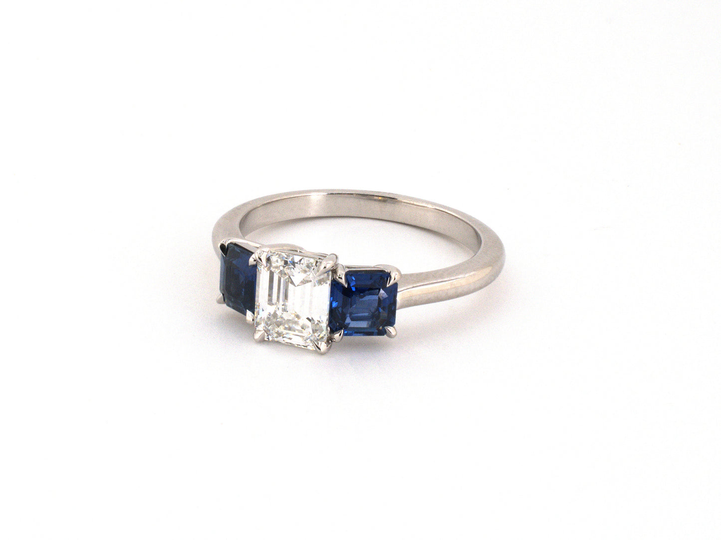 902381 - Platinum GIA Diamond Sapphire 3-Stone Engagement Ring