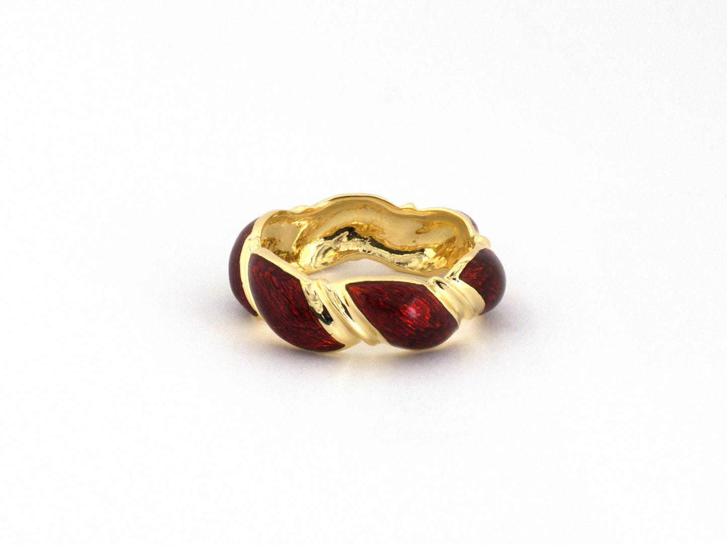 902382 - Gold Red Enamel Banded Ring