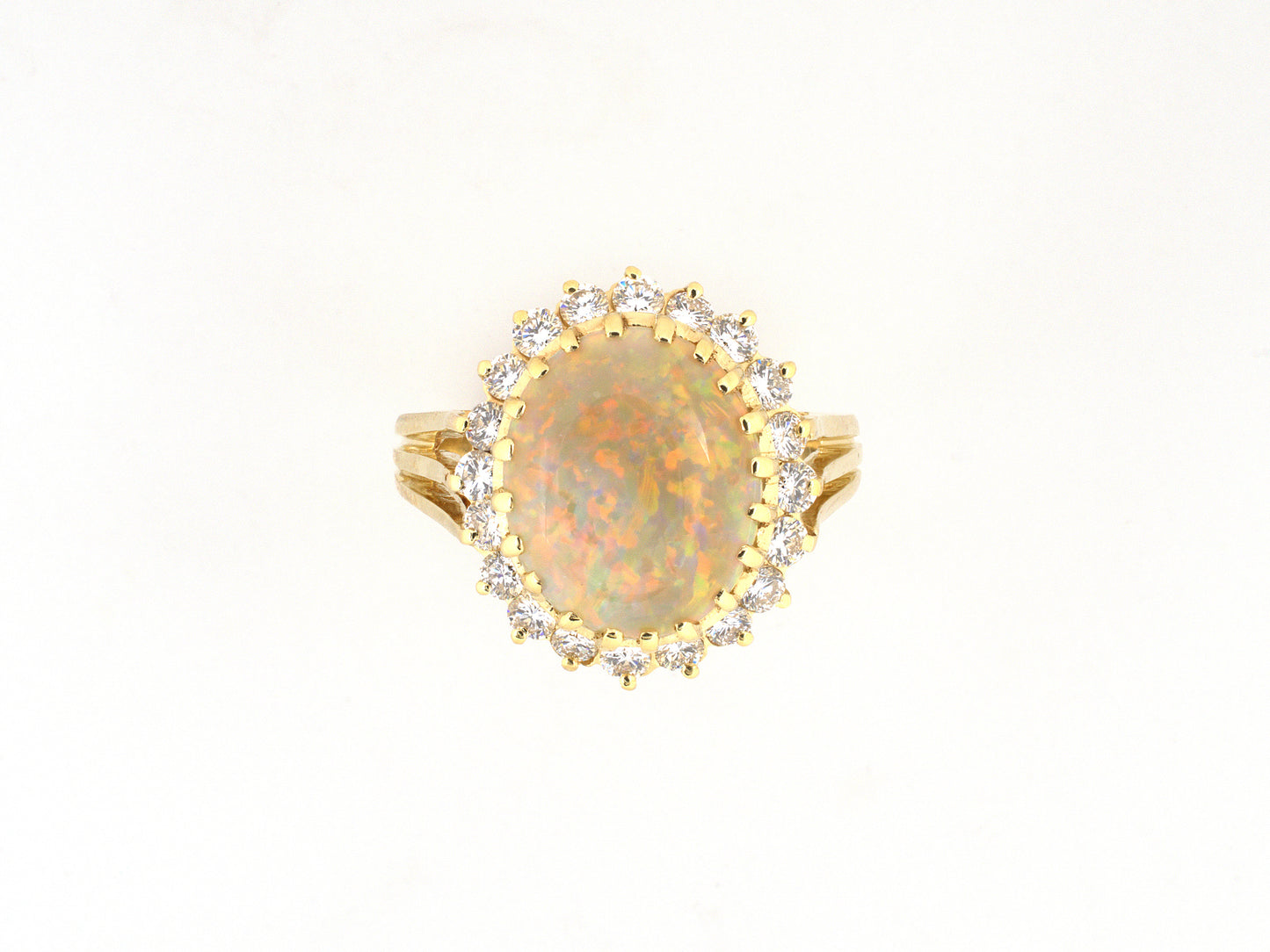 902384 - Gold Opal Diamond Cluster Ring