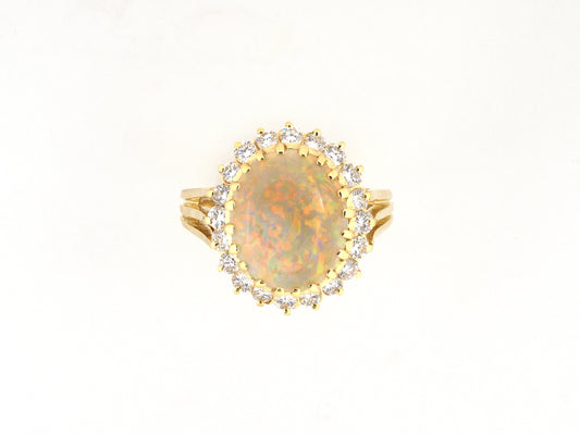 902384 - Gold Opal Diamond Cluster Ring