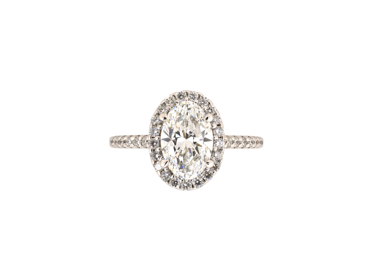 902401 - Gold Diamond Oval Halo Style Cluster Engagement Ring