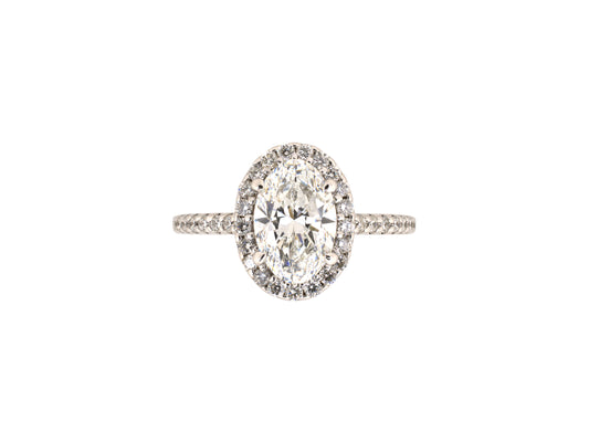 902401 - Gold Diamond Oval Halo Style Cluster Engagement Ring